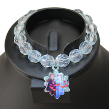 Disney FROZEN 2 Ice Blue Beaded Stretch Charm Bracelet with Anna and Elsa - £14.23 GBP
