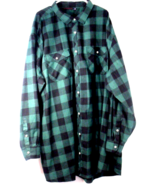 Men Big Size Long Sleeve Casual Flannel Plaid Button Up Shirt Green/Blac... - $27.95