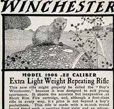 1906 Winchester .22 Caliber Rifle Advertisement Firearms Ephemera 5.5 x 6&quot; - $19.99