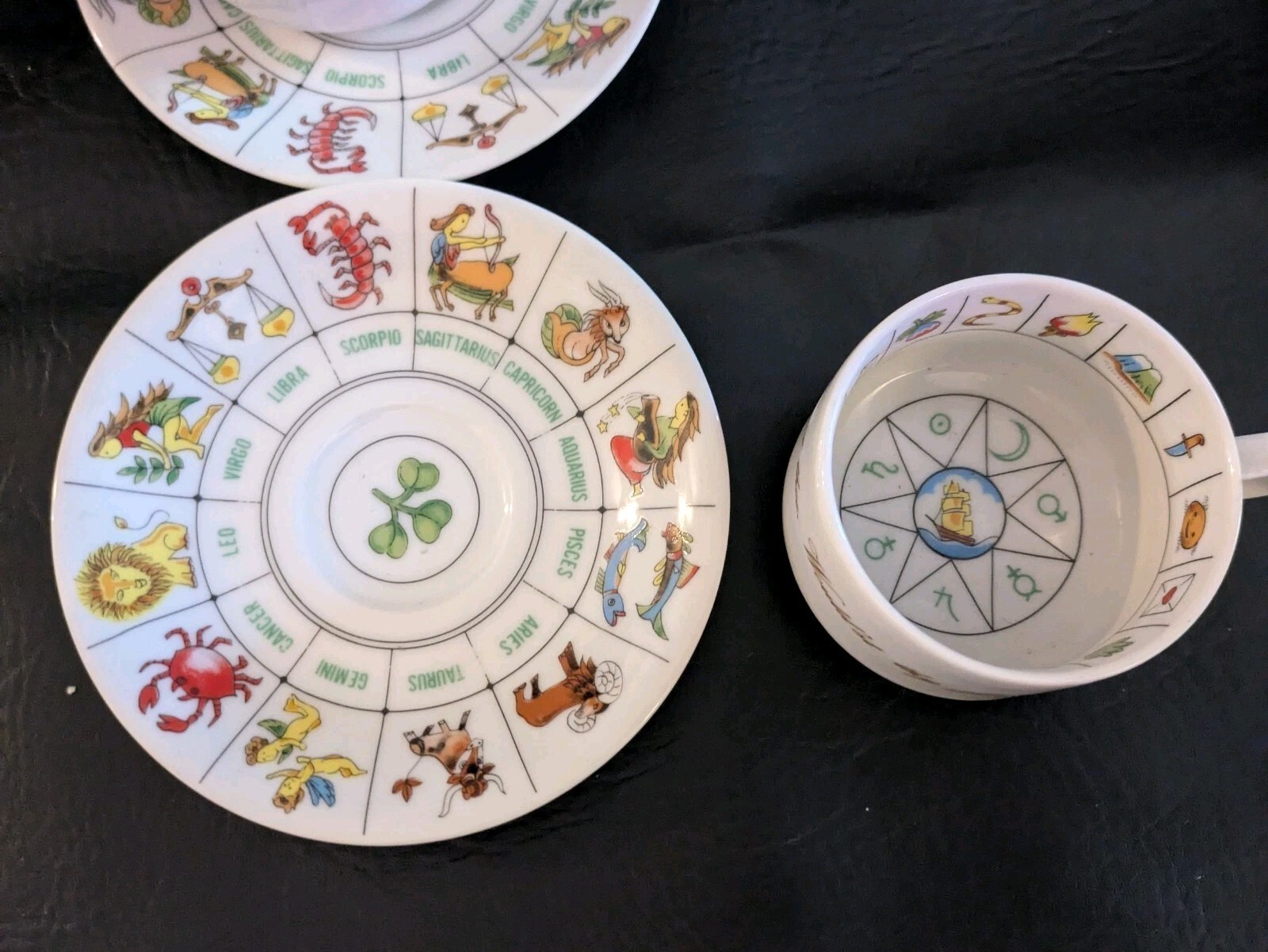 Lot De 6 Trèfle Cœur Horoscope Thé Reading Fortune Teller Tasse Saucer Item image 8