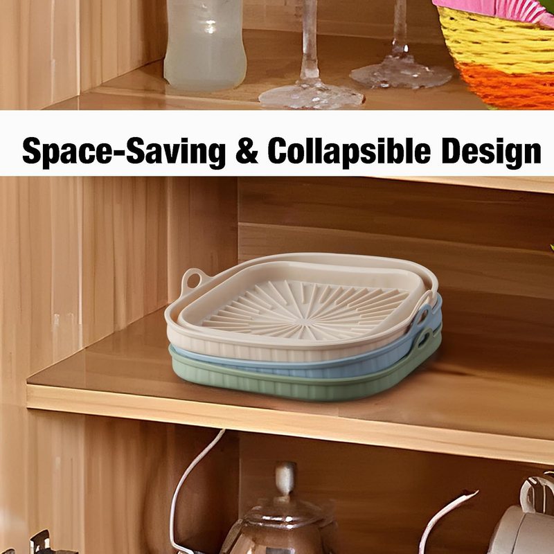 3 Pack Silicone Air Fryer Liners Reusable– Emptycolor 8 Inch Square Silicone Lin Item image 7