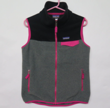 Patagonia Synchilla T Snap Fleece Vest Women&#39;s Size M Hot Pink Black Gra... - $47.45
