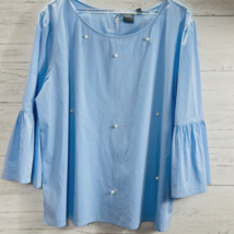 Soho NY &amp; Co., Womens Size 2XL Pearl Accent Bell Sleeve Blue Top - €10,28 EUR