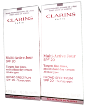 2 Pc Clarins MULTI-ACTIVE Jour Targets Fine Lines,Antioxidant Day Cream - 0.5 Oz - $21.66