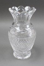 Waterford Signed Vintage Cut Crystal Glandore Scalloped Top Flower Vase 9&quot; Tall - £101.01 GBP