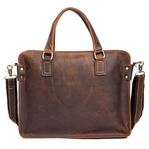 Luxury Genuine Leather Briefcase Men Briefcase Leather Laptop Bag document - £199.70 GBP