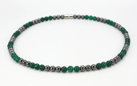 Green Jade and Hematite Necklace - Harmony and Protection Embodied - £25.84 GBP