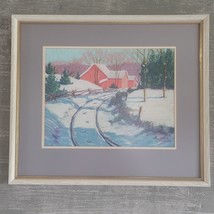 Pastel Drawing on Paper of Winter Scene Jack Demler Framed with Glass 23... - $63.19