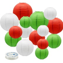 Paper Lanterns Party Decorations Red White Green - Hanging Paper Lanterns Indoor - £29.94 GBP