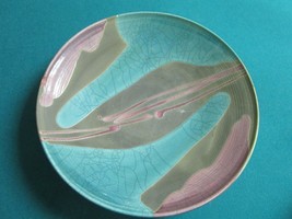 Evans Raku large platter pottery, GREEN BROWN - $100.93