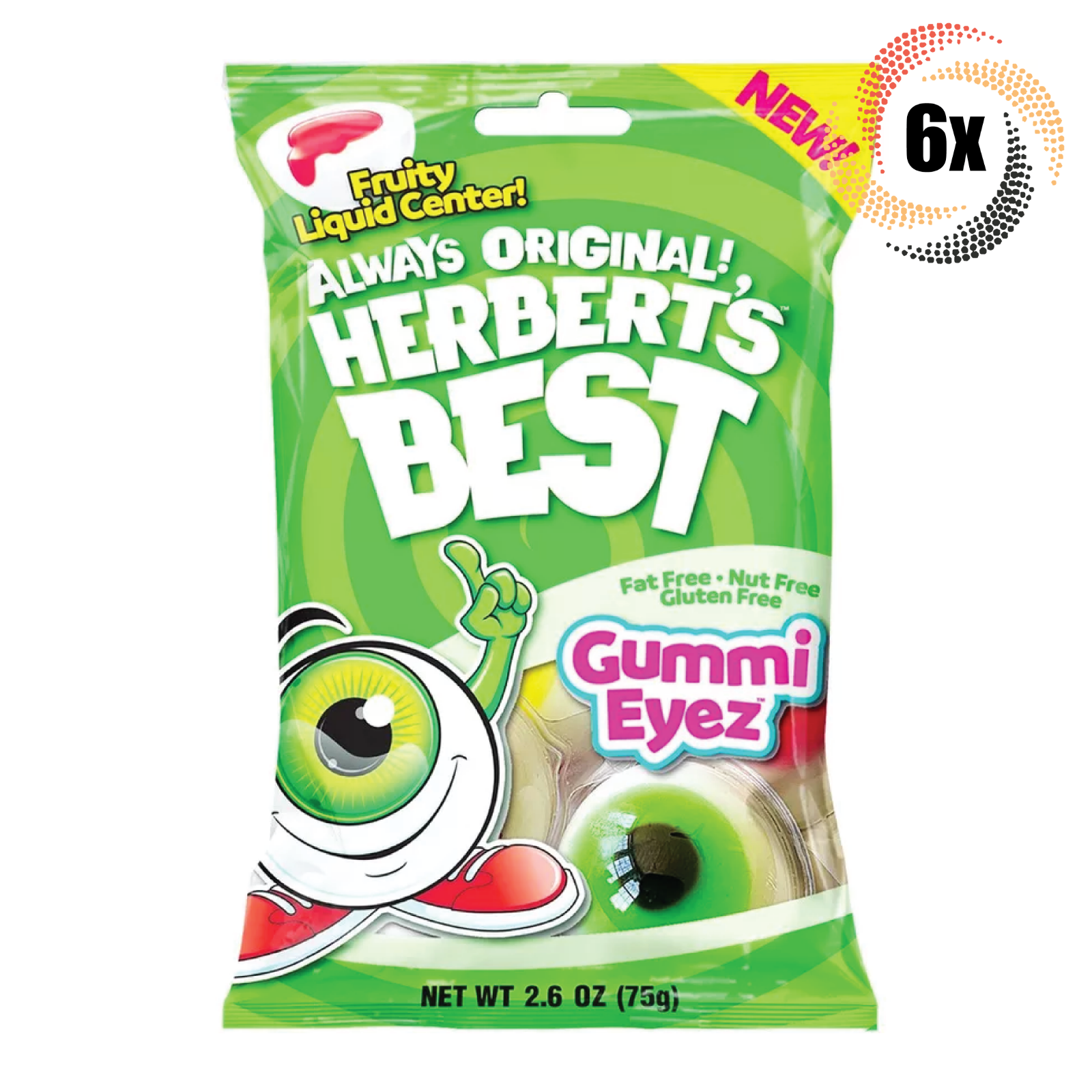 Primary image for 6x Bags Herbert's Best Gummi Eyez Fruity Liquid Center Gummy Candy | 2.6oz