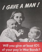 I Gave A Man War Bonds 1942 World War Ii Propaganda Poster 8X10 Reprint - £6.70 GBP