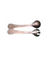 Vintage Aluminum Serving Spoon &amp; Fork Hand Cast Salad Floral Design 11&quot; ... - $16.26