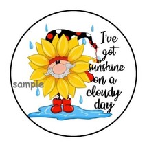 30 Gnome Flower Envelope Seals Labels Stickers 1.5&quot; Round Sunshine On Cloudy Day - £5.88 GBP