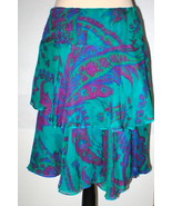 New Womens $898 Ralph Lauren Black Label 100% Skirt Silk Aqua Blue Teal ... - £710.64 GBP