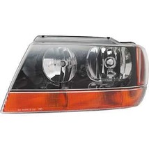 Headlight For 1999-2002 Jeep Grand Cherokee Driver Side Black Housing Smoke Lens - £84.39 GBP