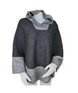 Eileen Fisher Merino Wool Mohair Poncho Sweater Women S M Black Gray Hoo... - €49,44 EUR