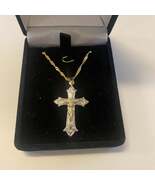 Gold &amp; Silver 1.75&quot; Crucifix, Brazilian Gold Plated 20&quot; Necklace, New, G... - $550.13 MXN