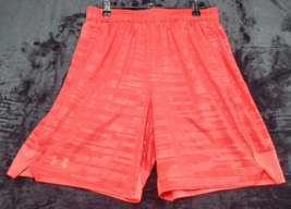 Under armour Shorts Mens Size Medium Orange Polyester Pockets Logo Elast... - $14.88