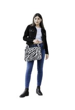 Women Handbag Unbranded Women Zebra Striped Fuzzy Shoulder Bag Black/White - $4.92