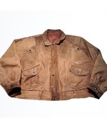 Vintage JC Penny Distressed Leather Bomber Jacket Size L Large - £140.37 GBP