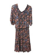 Joie De Vivre Dress Womens 2X Plus Brown Orange Boho Retro Floral Print - $149.92 MXN