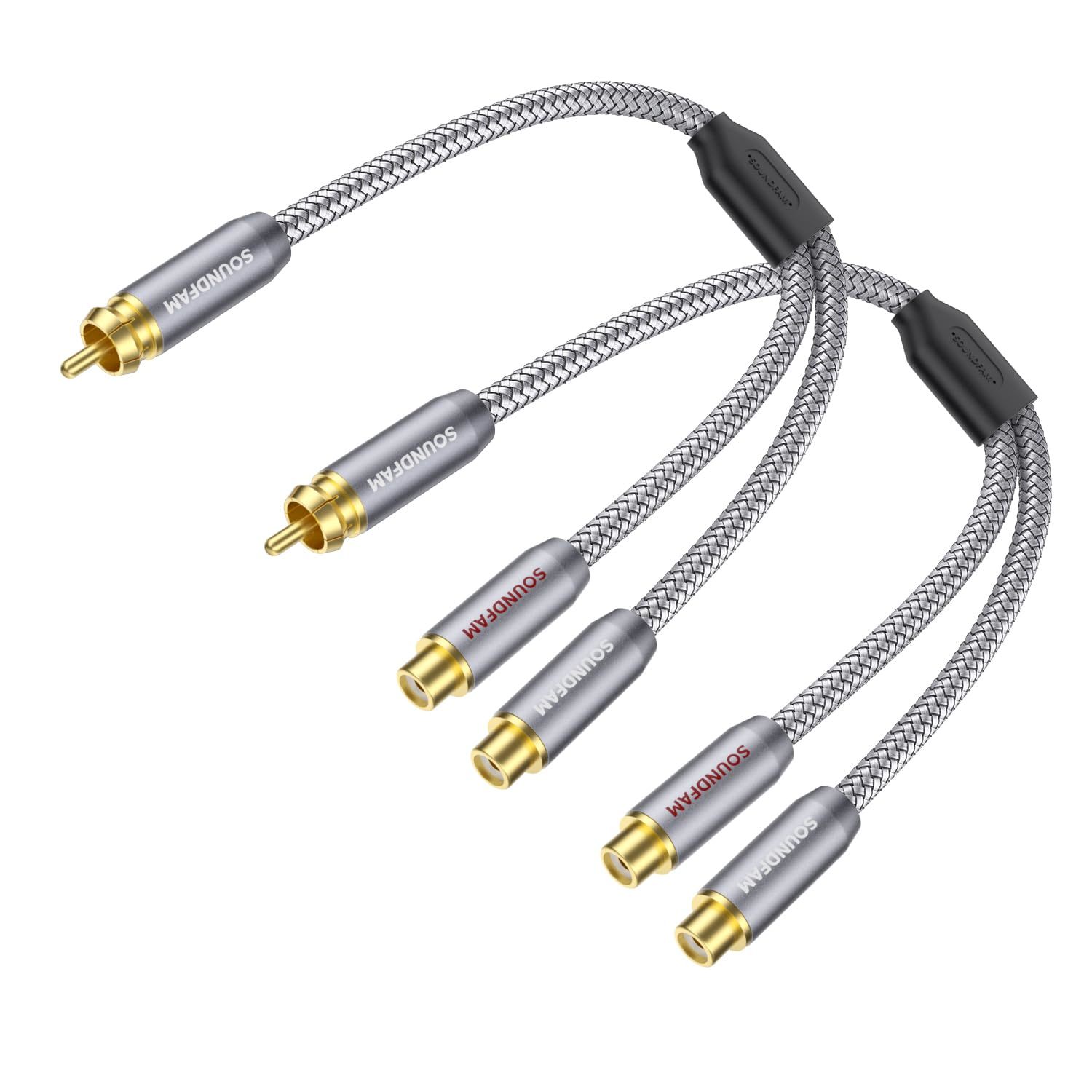2-Pack Rca Y Splitter 1 Male To 2 Female Gold-Plated Plug Rca, 1Feet/30Cm - $45.94