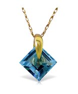 Galaxy Gold GG 14K Solid Yellow Gold Natural Blue Topaz Pendant Necklace... - $674.68