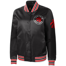 NBA Toronto Raptors Black Vintage Satin Bomber Letterman Varsity Baseball Jacket - £107.32 GBP