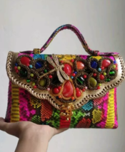 Rainbow Python Handbag for Women Snakeskin Clutch Party Purse Size S Small Bag - £121.38 GBP