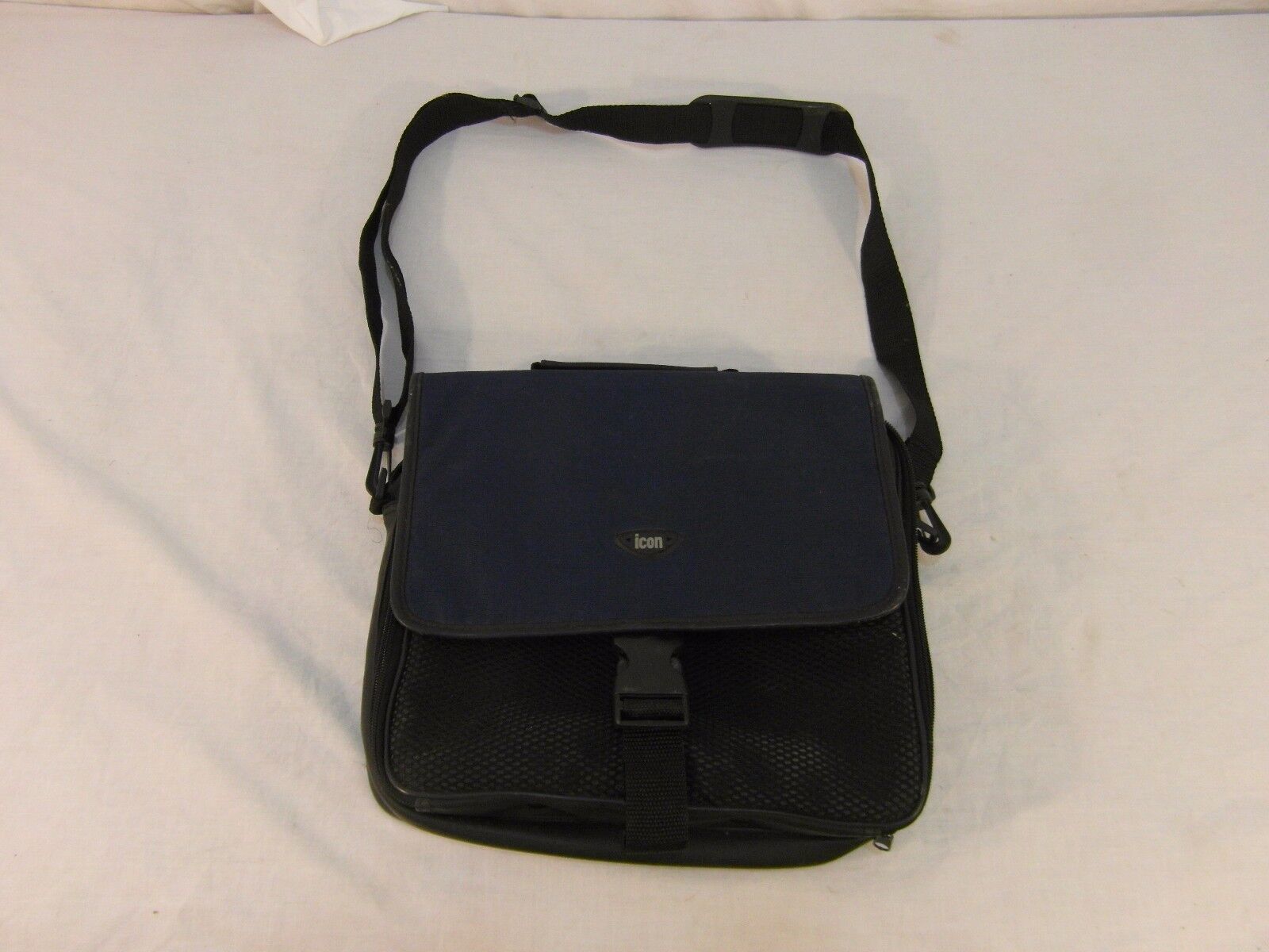 Icon Black Blue Small Laptop Bag Carrying Handle Shoulder Strap 2 Pocket... - $10.88