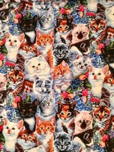 Kittens & Flowers - Premium Cotton Fabric from David Textiles - 1/2 yd - $4.60
