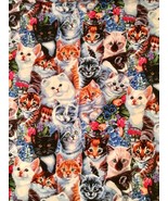 Kittens &amp; Flowers - Premium Cotton Fabric from David Textiles - 1/2 yd - £3.59 GBP