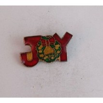 Vintage JOY With Christmas Wreath Lapel Hat Pin - £6.46 GBP