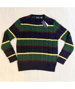Ralph Lauren Iconic Striped Cable-Knit Cotton Sweater Sz L NWT - $198.58 CAD