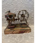 Horse Carousel Ferris Wheel Fair Music BoxWind Up Copper Tin Carousel Wa... - $70.00