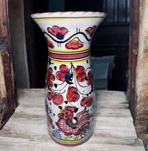 Deruta Rooster Vase F T Italian Art Pottery Hand Painted Italy 7.5” Tall... - $36.31