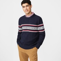 Nautica Men&#39;s Classic Fit Fair Isle Print Knit Sweater Navy-2XL - $45.99