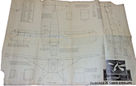 Fairchild &quot;24&quot; Cabin Airplane Plan 20&quot; Wingspan Rubber Power 1930&#39;s - £9.48 GBP