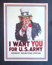 1964 WW1 Poster I Want You For US Army Collector Qual Poster James Flagg 16 x 21 - $18.80