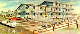 Vintage MCM Monaco Motel Atlantic City NJ Jack Freeman Panorama Long Postcard - £44.29 GBP