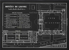 Wall Art Print At the Louvre Blueprint 65x47 47x65 Black - £563.44 GBP