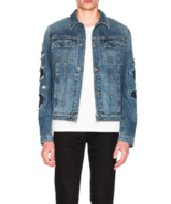 HELMUT LANG Unisex Denim Jacket Mr 87 Destroy Jacket Solid Blue Size XS G10HM403 - £185.40 GBP