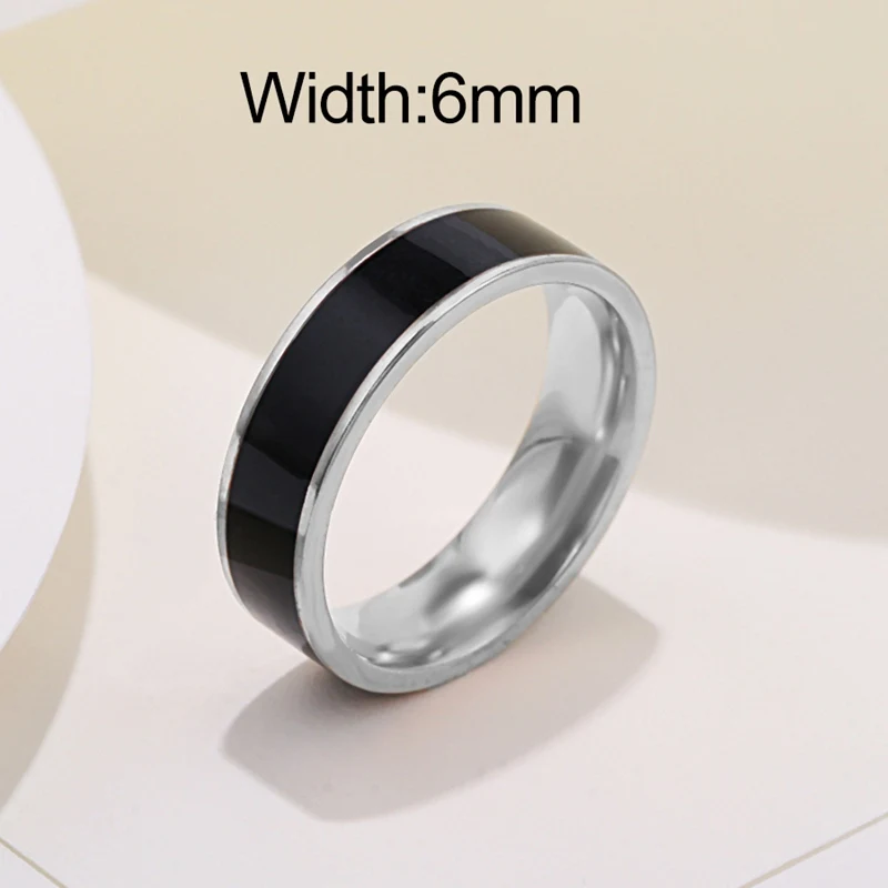 6mm Women Simple Enamel Rings for Women Gold Silver Color Stainless Steel Ring f - £13.57 GBP