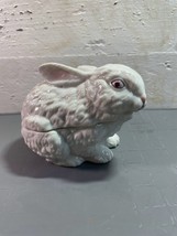 1980 Enesco Ceramic Bunny Rabbit Shaped Trinket Jewelry Box Realistic Rabbit  - £11.57 GBP
