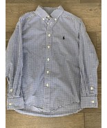 Ralph Lauren Polo Blue White Checkered Long Sleeve Button Shirt Boys Med... - $346.48 MXN