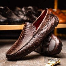 Alba Kango Slip On Classic Shoes Crocodile Skin Tabac image 6