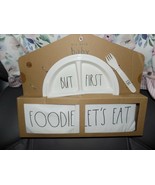 Rae Dunn Baby Set Foodie Let’s Eat Plate Bib Bodysuit Utensils 4 Piece 0... - $43.96 CAD