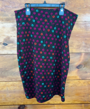 LuLaRoe Cassie Skirt XL Knee Length Unlined Pull On Black Geometric Print - $261.78 MXN