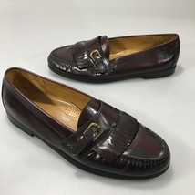 Cole Haan 12 D Burgundy Leather Kiltie Buckle Slip-On Loafers Shoes - £43.54 GBP